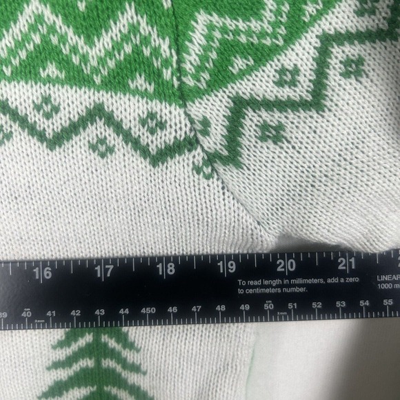 Bob Ross Men Green & White "Happy Trees" Holiday Fair Isle Sweater Size L Large - Picture 5 of 9